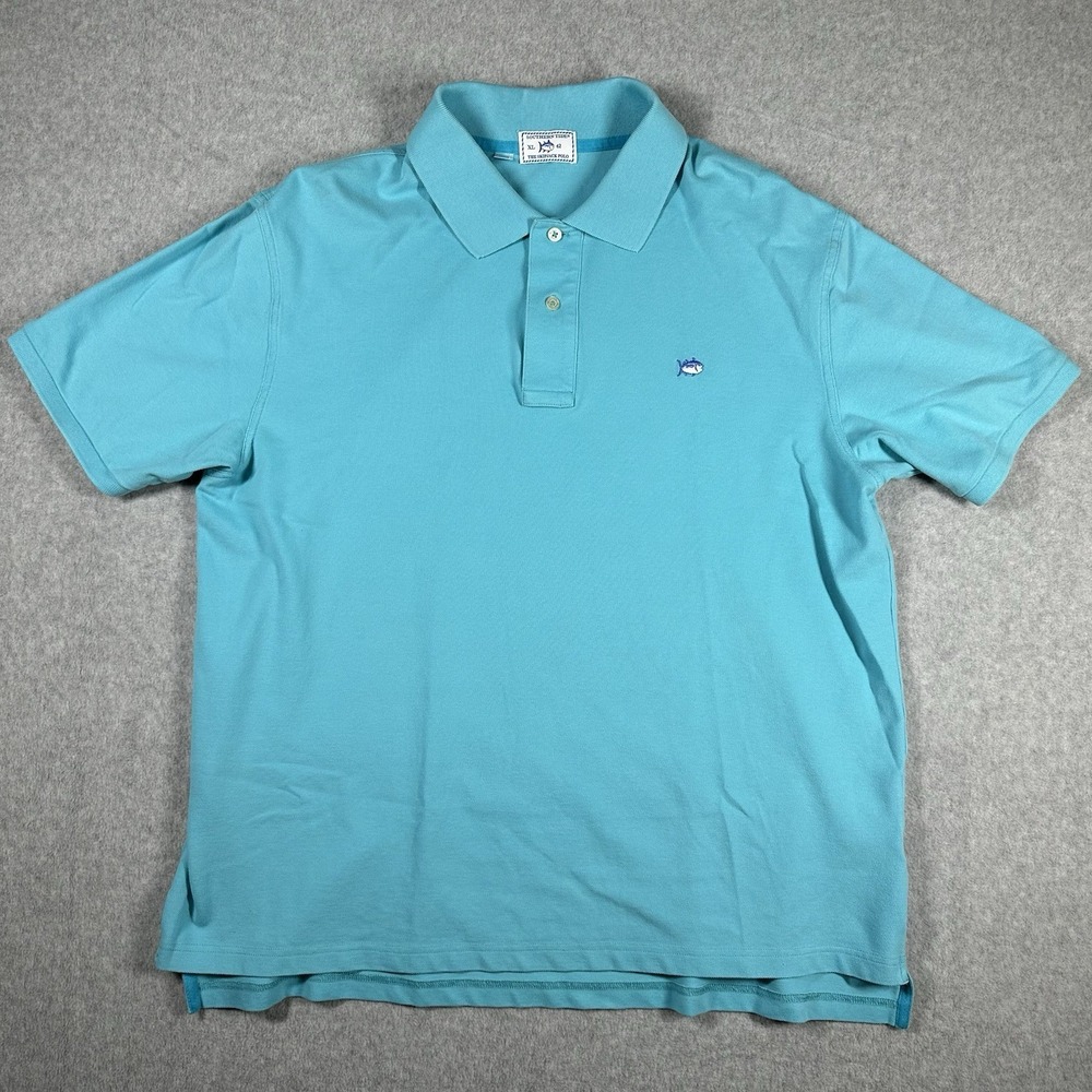 Southern Tide Men's The Skipjack Polo 42 Shirt XL Light Blue Logo Stretch